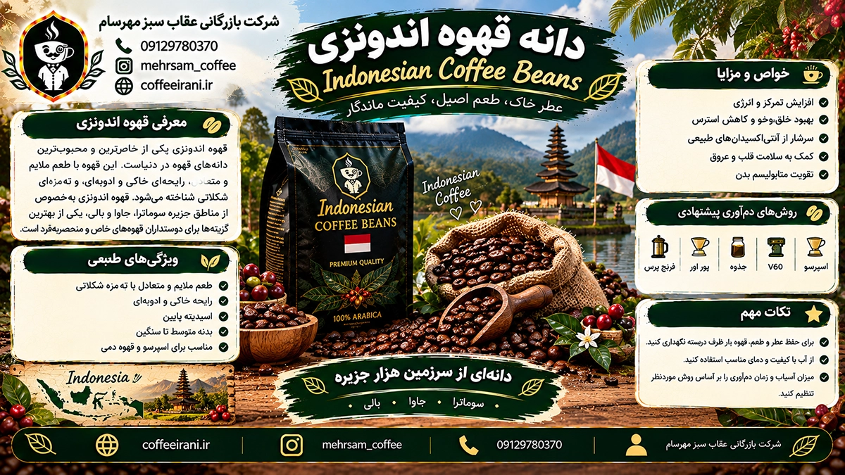 دانه قهوه اندونزی ؛ رتبه سوم تولید قهوه در جهان