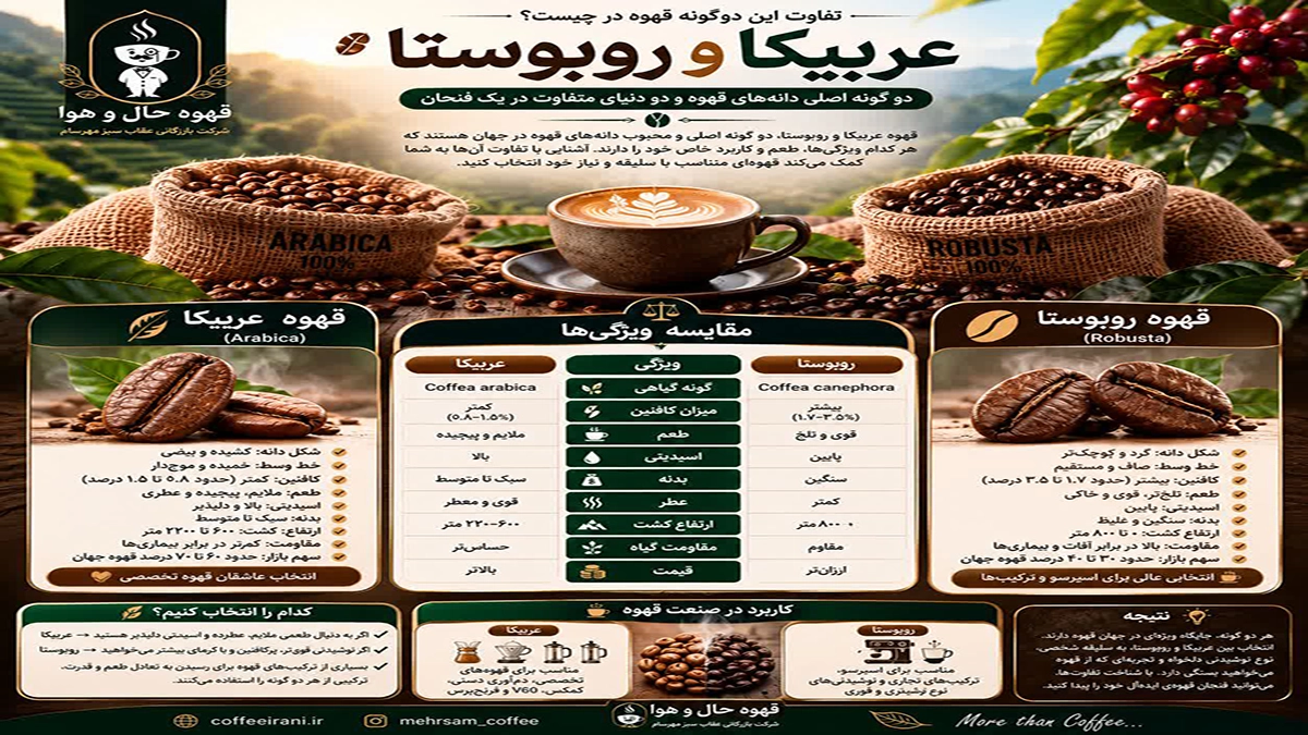 عربیکا و روبوستا تفاوت این دو گونه ی قهوه در چیست؟