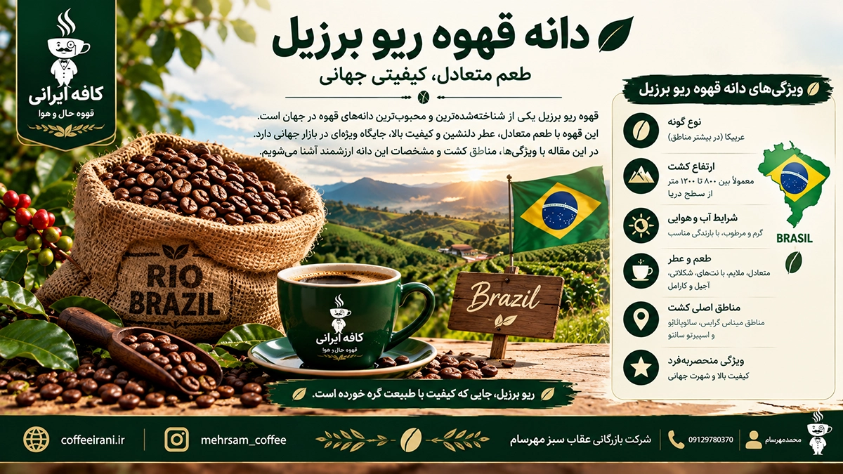 دانه قهوه ریو برزیل – قهوه ریو مینانس (Rio Minas)