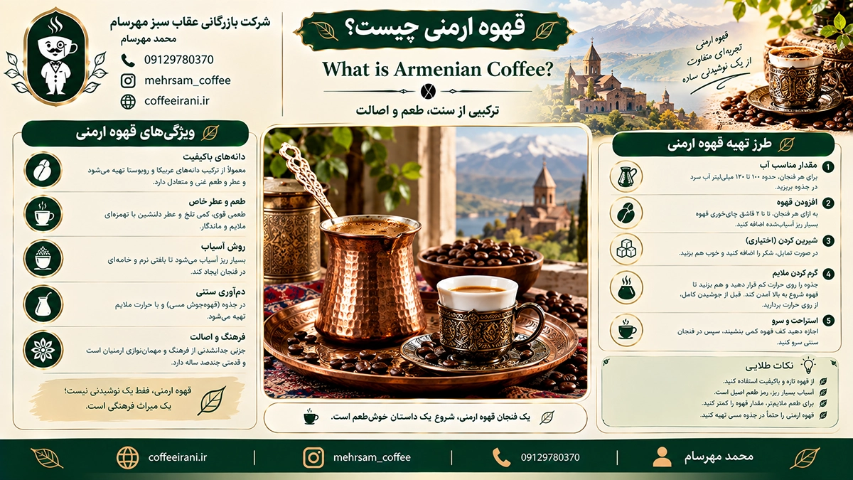 قهوه ارمنی چیست؟ تجربه لطیف و فرهنگی آن و تفاوت با قهوه ترک