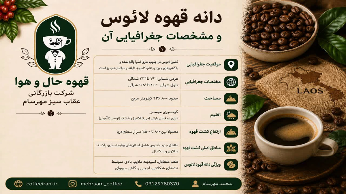 دانه قهوه لائوس و مشخصات جغرافیایی آن