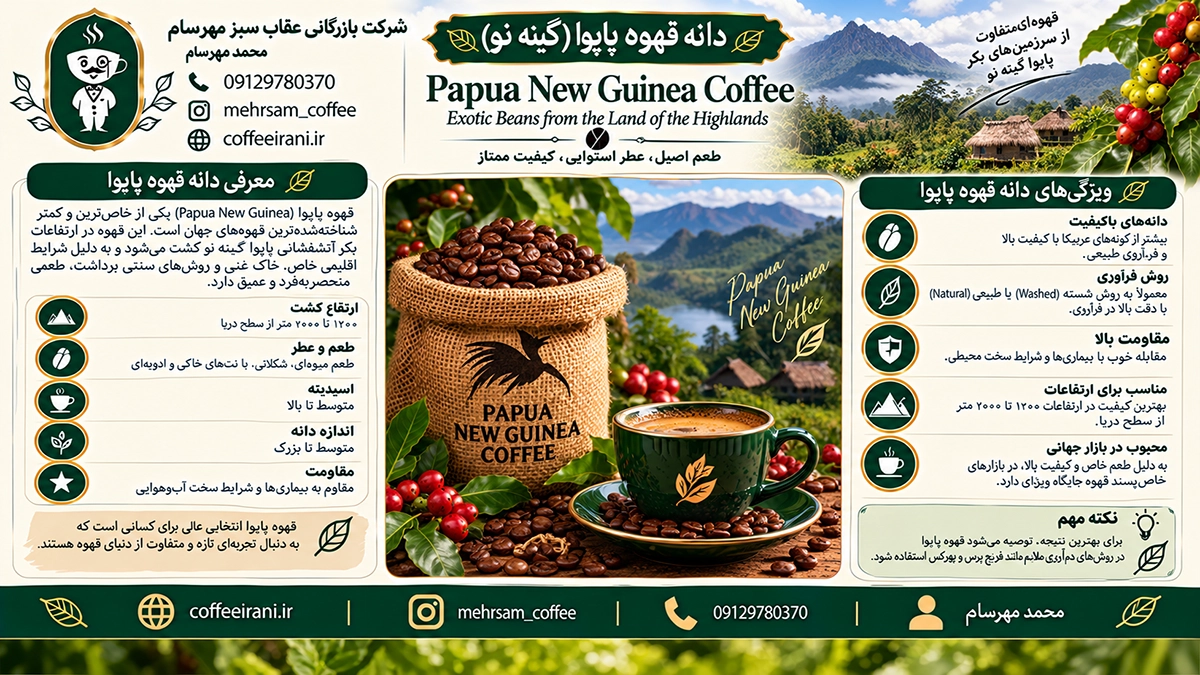 دانه قهوه پاپوا (قهوه گینه نو) را بشناسید