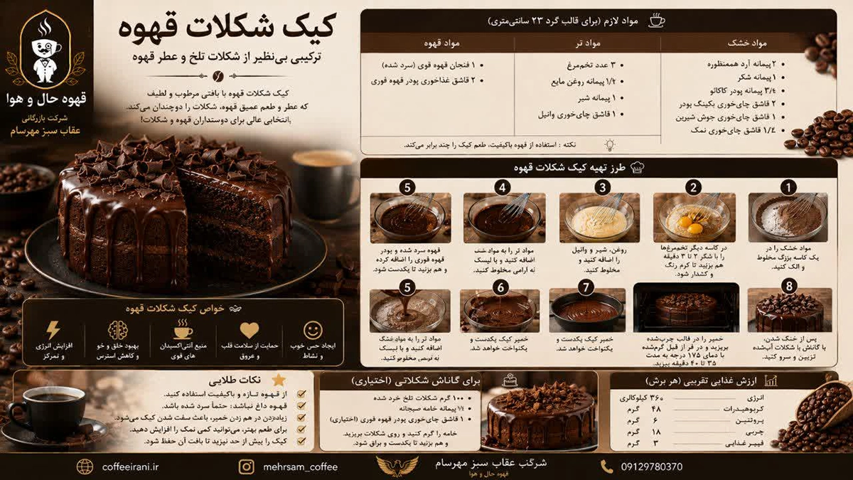 طرز تهیه کیک شکلات قهوه